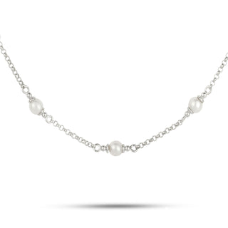 Fragments of Silver With Pearls Necklace
